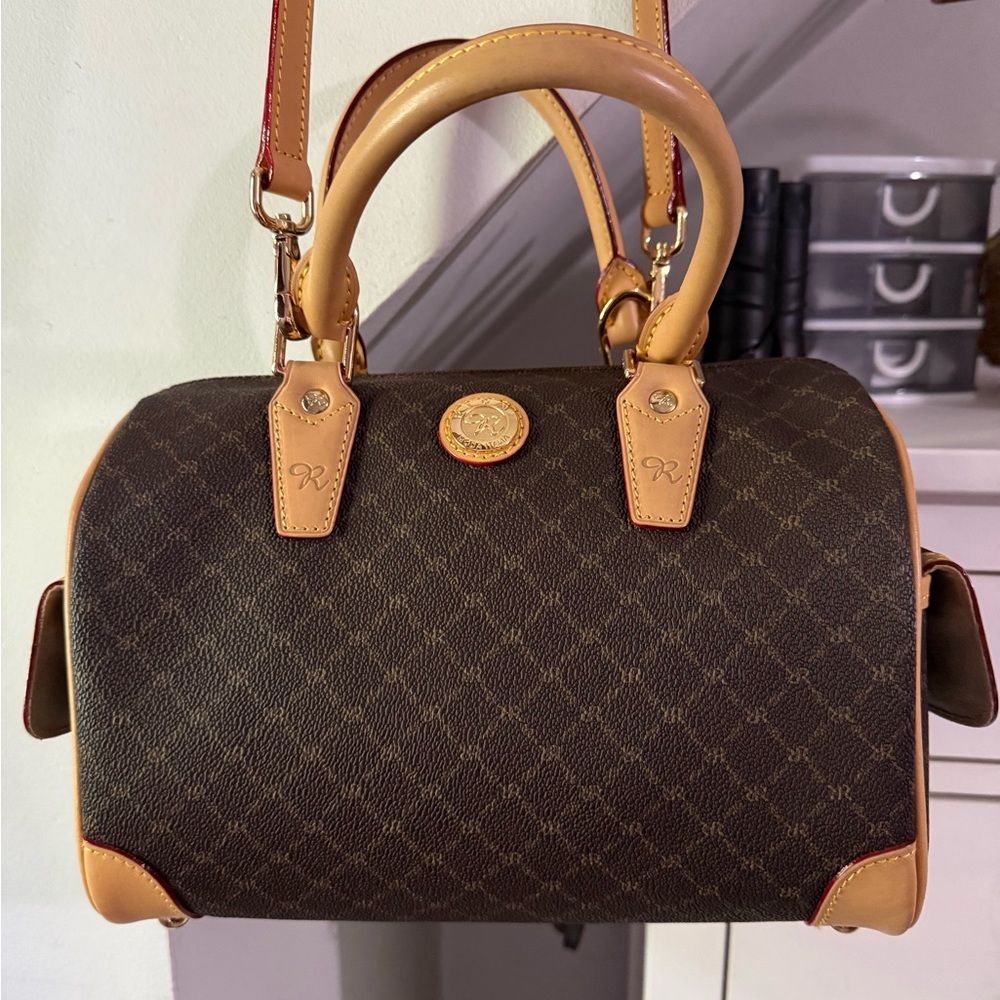 Rioni Brown and Tan  Boston satchel